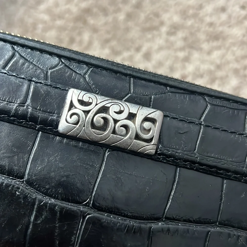 Brighton, black mock croc, leather wallet